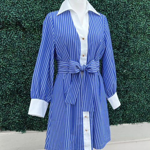 Blue And White Striped Mini Skirt