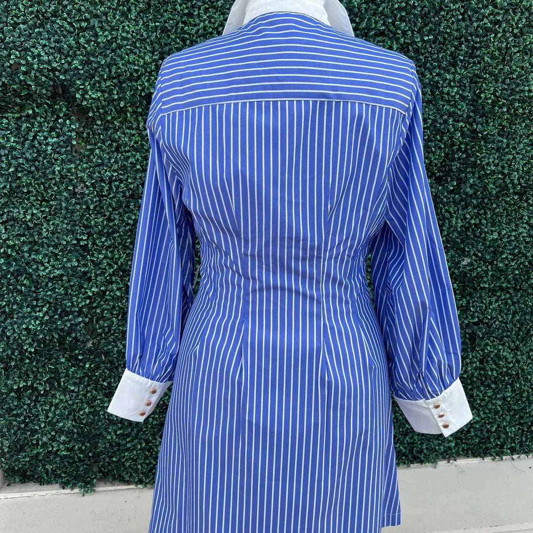 Blue And White Striped Mini Skirt