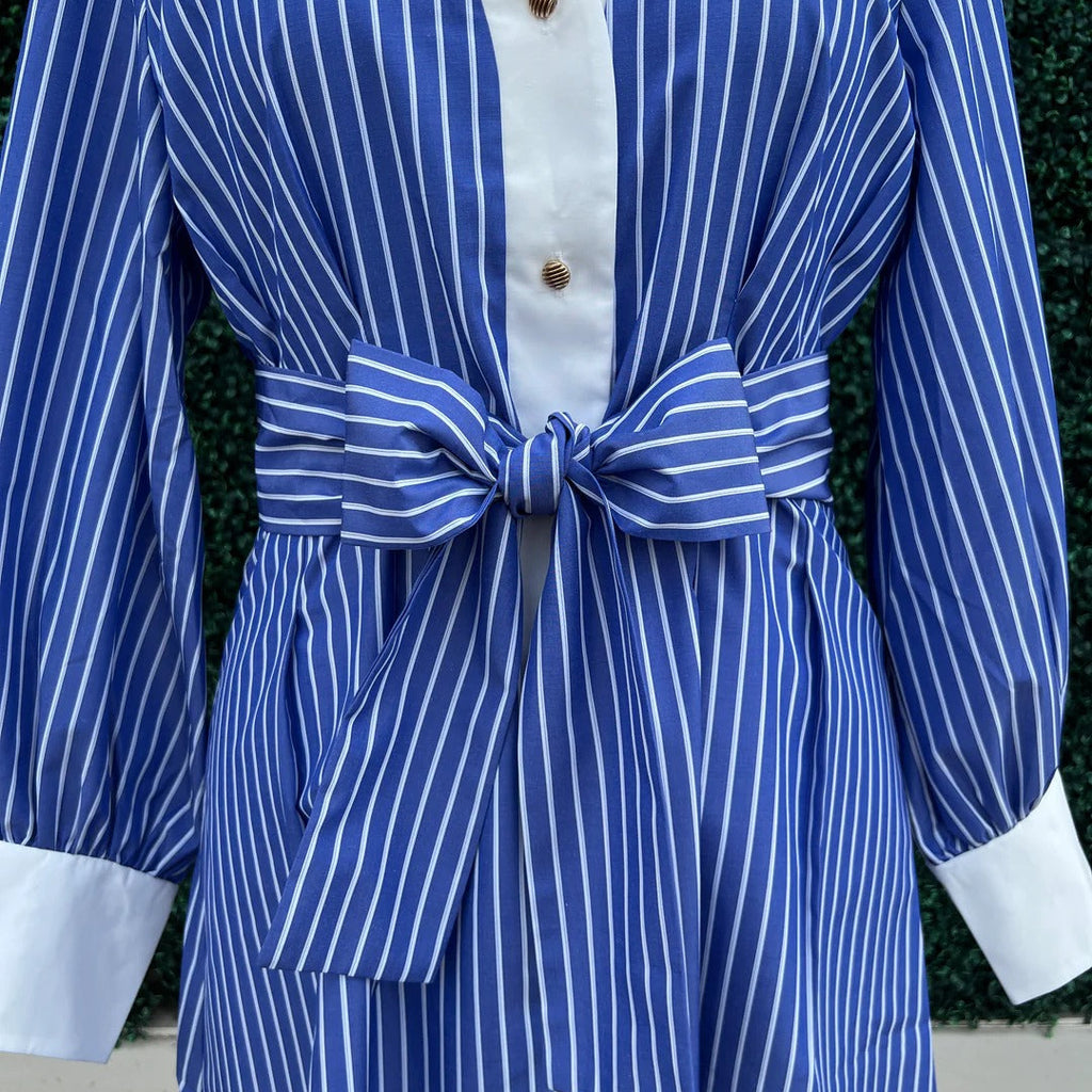 Blue And White Striped Mini Skirt