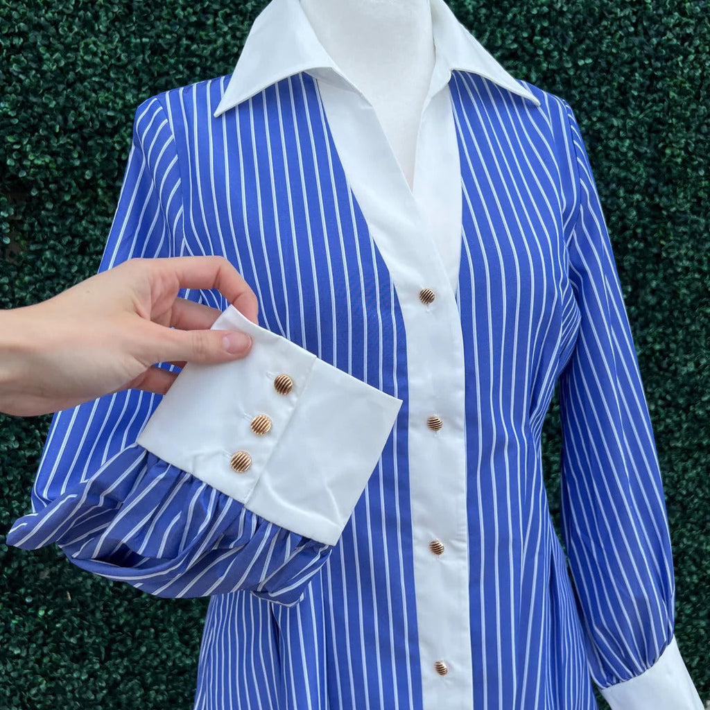 Blue And White Striped Mini Skirt