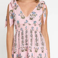 Bow Detail V Neck Belted Mini Dress