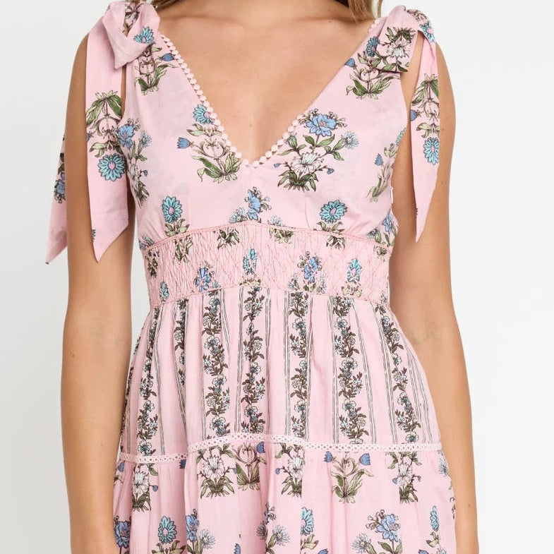 Bow Detail V Neck Belted Mini Dress