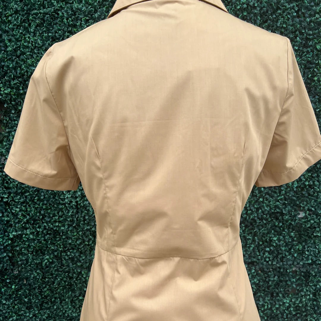 Khaki Belted Midi Shirt Dress