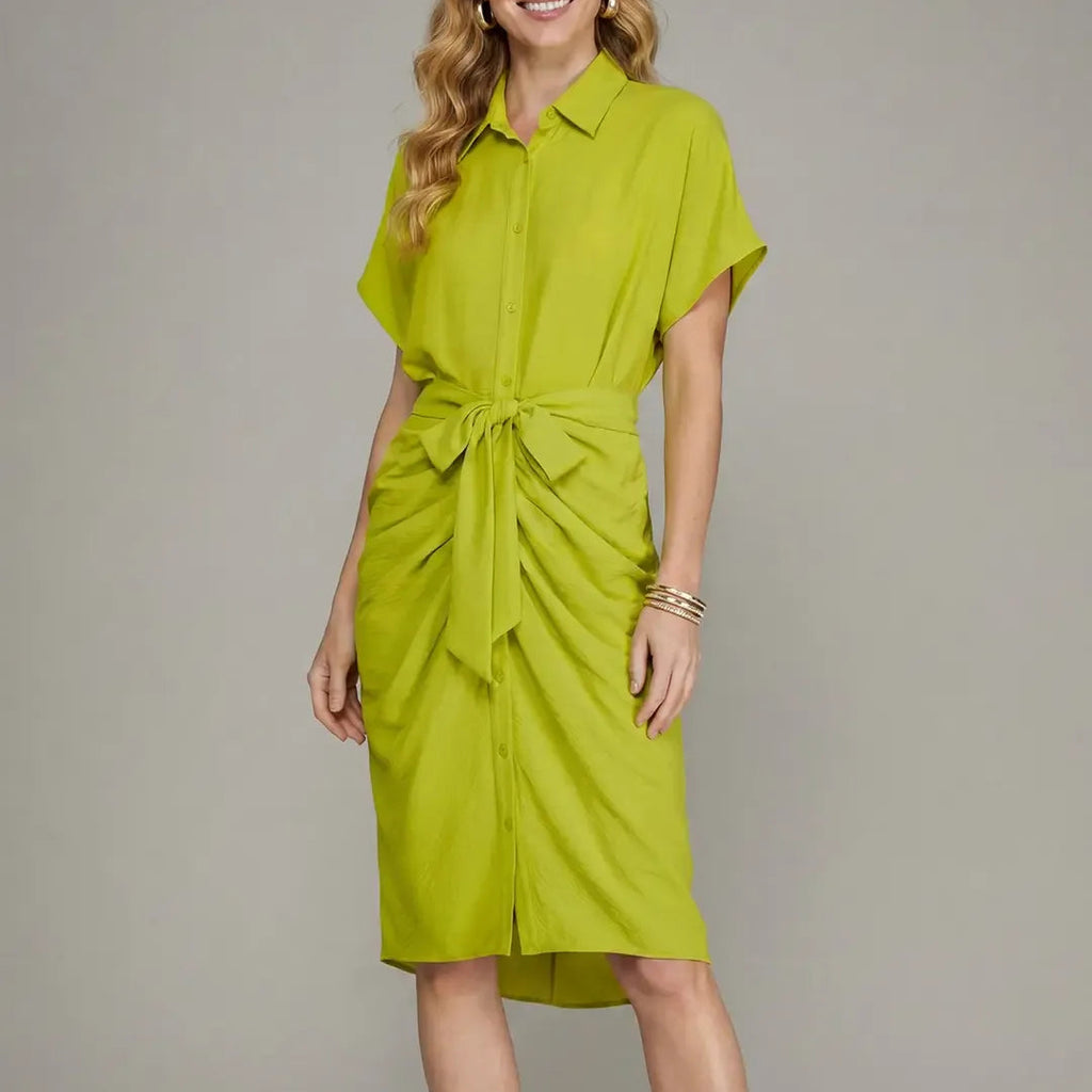 Lime Green Midi Shirt Dress