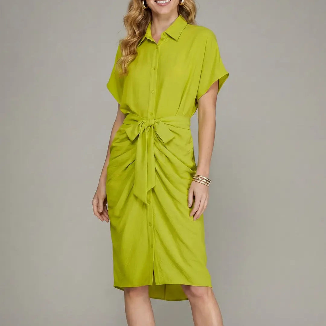 Lime Green Midi Shirt Dress