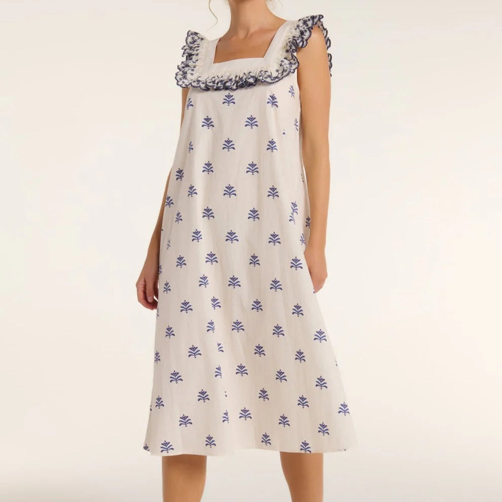 Square Neck Sleeveless Midi Dress