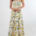 Strapless Tiered Lace Maxi Dress