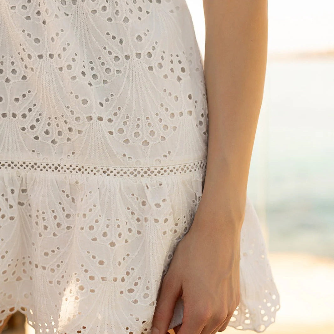 V Neck Cropped Dress With A Fitted Waist